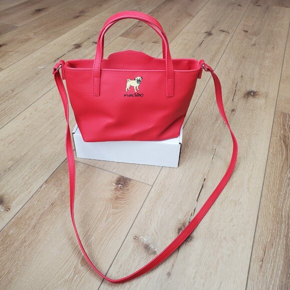 Marc Tetro Red Pug Dog Small Tote Crossbody Bag Purse NWOT - Picture 2 of 16